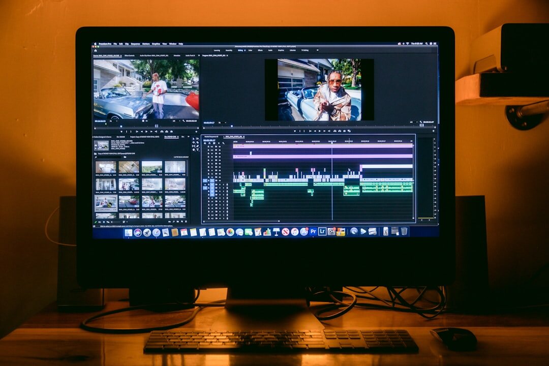 Analog video editing studio with reels and monitors